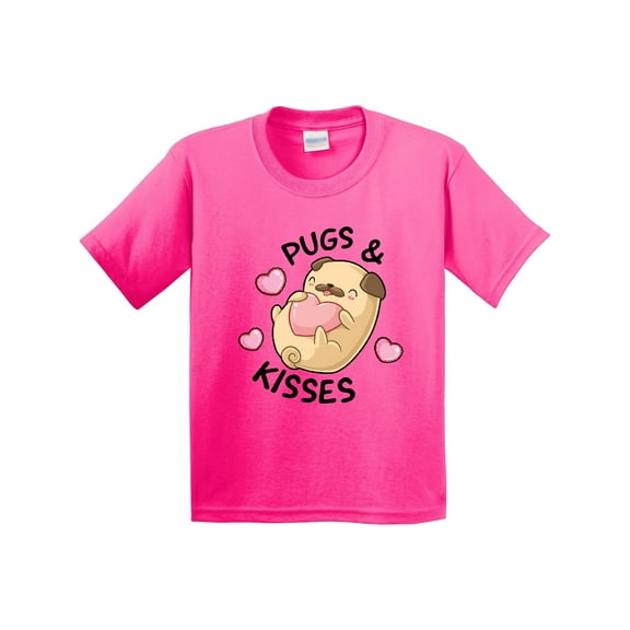 Inktastic Valentines Day Pugs & Kisses with Hearts Youth T-Shirt