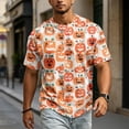 thumbnail image 4 of Happy Halloween Men's Short Sleeve T-Shirt, Cute Ghost Pumpkin Spiderweb Pattern Crew Neck Stylish Autumn Streetwear Tees, 4 of 5