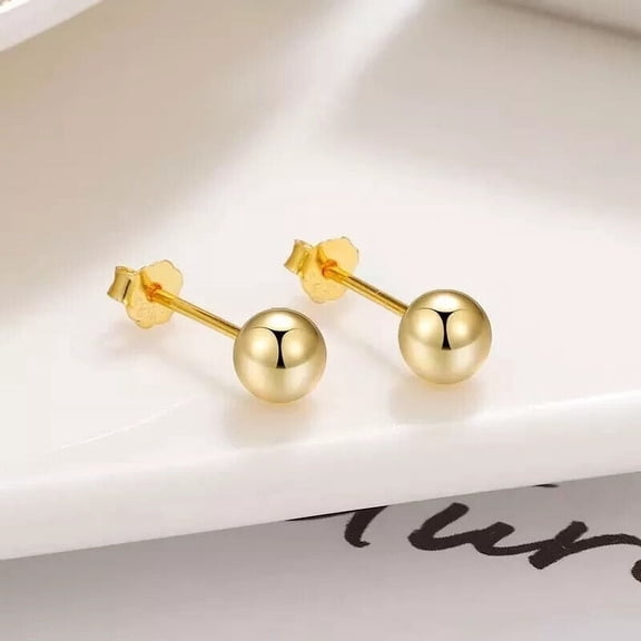 9ct Gold 2mm 3mm 4mm 5mm 6mm Ball Stud Earrings - PAIR-2 mm