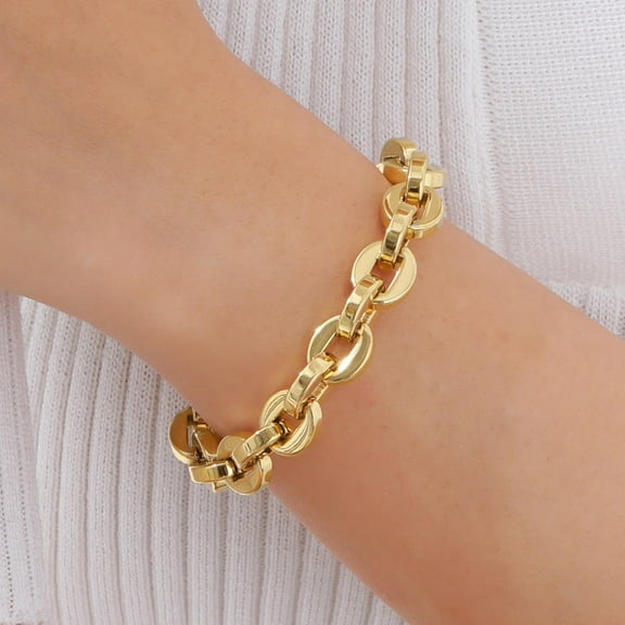 18K Gold Plated Chain Bracelet for Women Adjustable Stainless Steel Link Bracelets Trendy Hypoallergenic Womens Bracelets for Her
