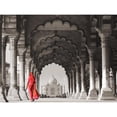 thumbnail image 3 of Pangea Images 18x15 Black Modern Framed Museum Art Print Titled - Woman in traditional Sari walking towards Taj Mahal, 3 of 5