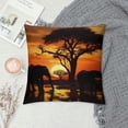 thumbnail image 2 of GOSMITH  Throw Pillows Covers Black Silhouette Elephants African Wild Animal Herd in The Sunset Home Decorative,Cushion Cover for Bedroom Sofa Living Room, 2 of 5