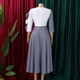 thumbnail image 5 of AURA Plus Size Printed Patchwork A Line Midi Dress Round Neck 3 4 Sleeve High Waist Elegant Work Dress, 5 of 9
