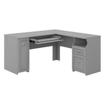 Bush Furniture Fairview 60W L Shaped Desk with Drawers and Storage Cabinet, Gray