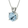 thumbnail image 2 of Clara Pucci 14K White Solid Hypoallergenic Gold 1.5Ct Natural Aquamarine Round Brilliant Cut Solitaire Designer Necklace Pendant For March, 2 of 6