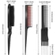 thumbnail image 2 of El juego de peines de selección de peines para el cabello de 3 paquetes incluye peines de elevación de carbono negro con punta de metal, peine de cola de rata en T, 2 of 3