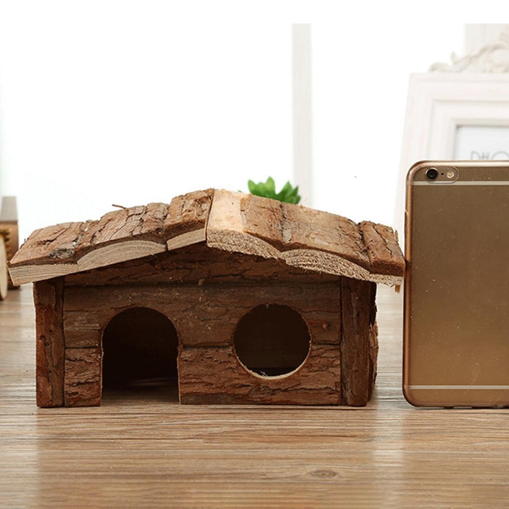 Small Hideouts Cabin Wood Shelter House Scratchproof Hamster Cage Playhouse Squirrels Cage Accessory Furniture