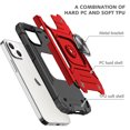 thumbnail image 3 of FIEWESEY for iPhone 14 Pro Max Case, Military Grade Protective Phone Case Cover with Metal Ring Kickstand [Support Magnet Mount] Compatible with iPhone 14 Pro Max - Red, 3 of 7