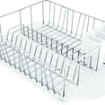 thumbnail image 3 of Classic Large Rust Resistant Full Dishrack with Removable 3 Compartment Flatware Caddy, Andlged Drain Board, 3-Piece, White, 3 of 5