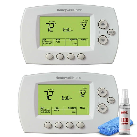 2-Pack Honeywell Wireless FocusPRO Programmable Thermostat (YTH6320R1001) + LCD Cleaner