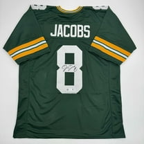 Autographed/Signed Josh Jacobs Green Bay Green Football Jersey Beckett BAS COA