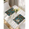 thumbnail image 5 of Orange Green Spring Floral Placemats Set of 8, Vintage Botanical Summer Flower Placemats for Dining Table, Place Mats for Kitchen Tabletop, Waterproof Wipeable Dining Table Mats Set, 5 of 9