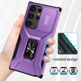 thumbnail image 6 of Phone Case for Samsung Galaxy S23 Ultra Case with Sliding Camera Cover, with 360° + 100° Free Rotation Metal Finger Ring Bracket, Fit Magnet Car Mount, 2 In 1 Case Cover for Galaxy S23 Ultra, Purple, 6 of 8