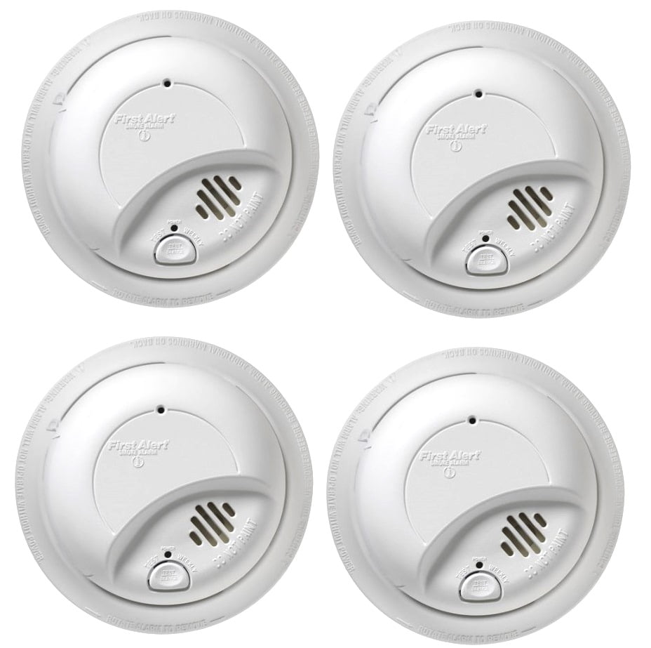 4 Pack Battery Operated Smoke Detector & Fire Alarm with Photoelectric Sensor,Easy to Install with Test Button