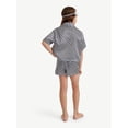 thumbnail image 2 of Justice Girls Short Sleeve Button Top, Shorts and Eye Mask Pajama Set, 3-Piece, Sizes 5-18, 2 of 4