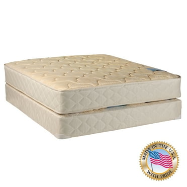 DS USA Chiro Premier Gentle Firm Queen Size (Beige) Two-Sided Mattress Set With Metal Bed Frame - Quilted Fabric Cover, Innerspring, Orthopedic, Longlasting Comfort
