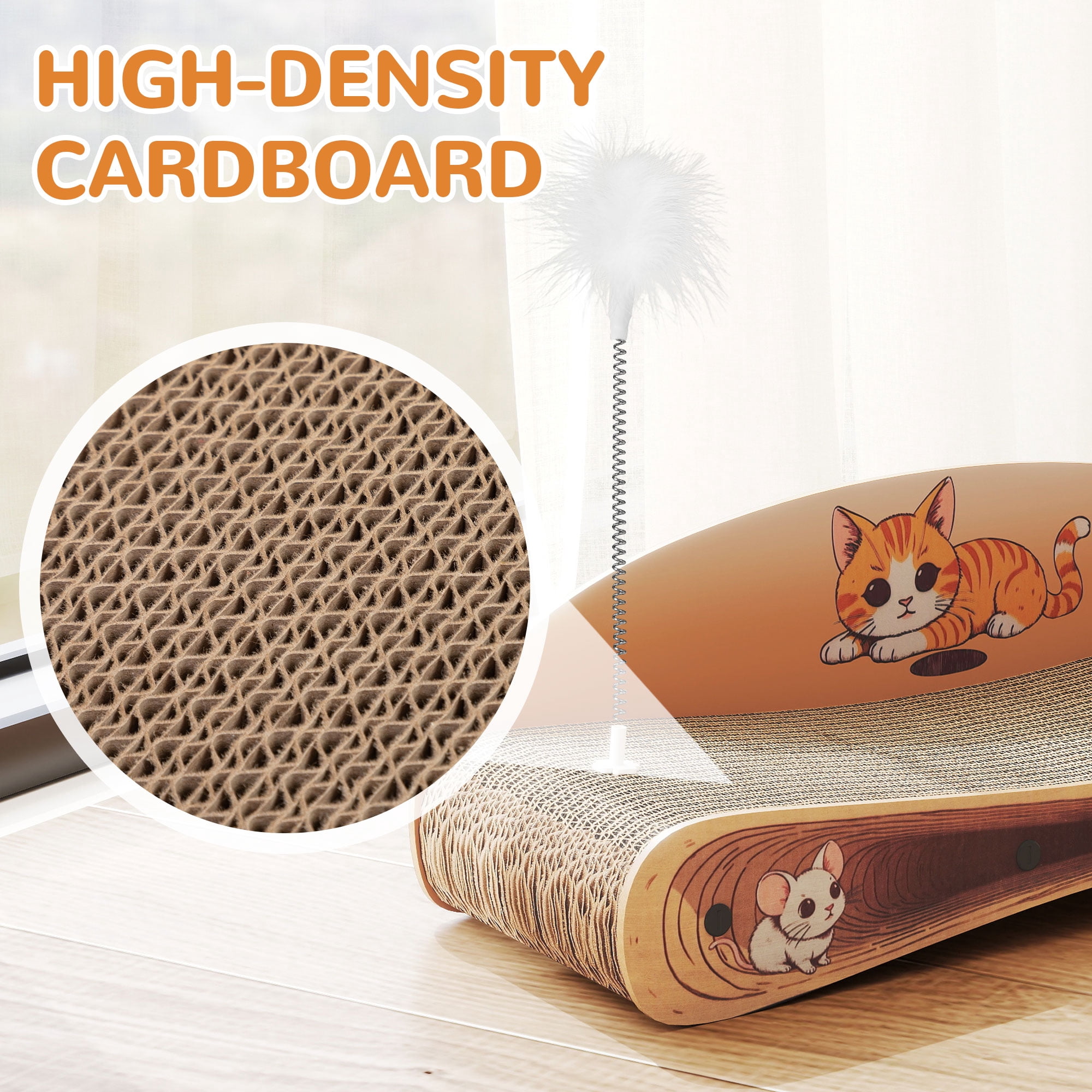 COZIWOW 2-in-1 Cardboard Cat Scratcher Bed & Lounger Scratching Post  Reversible Scratching Board Pad for Cats