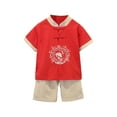 thumbnail image 2 of Boys' Clothing Sets Chinese Tang Style Embroidered New Year's Short Sleeve Tops Shorts Set Girls Clothes 5-6 Years, 2 of 4
