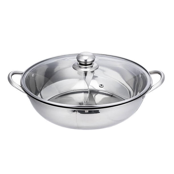 Olla caliente de acero inoxidable, olla para sopa de dos , tapas transparentes, olla de mesa, olla de Mandarín, utensilios de cocina , 36CM