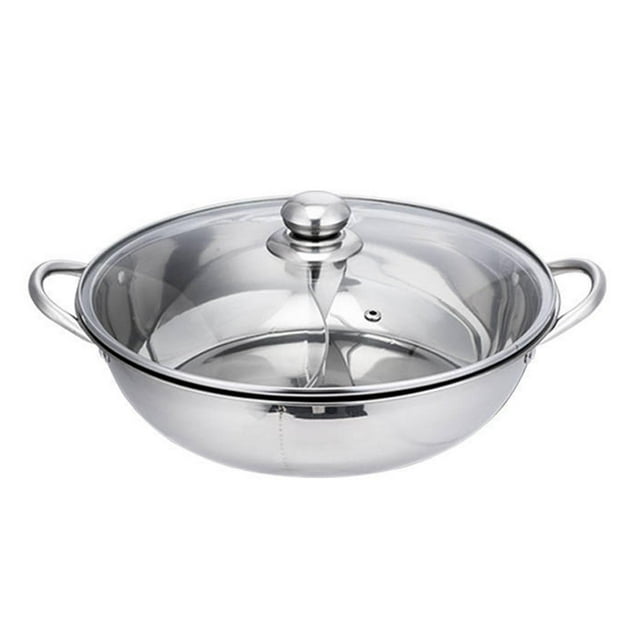 Olla caliente de acero inoxidable, olla para sopa de dos , tapas transparentes, olla de mesa, olla de Mandarín, utensilios de cocina , 36CM