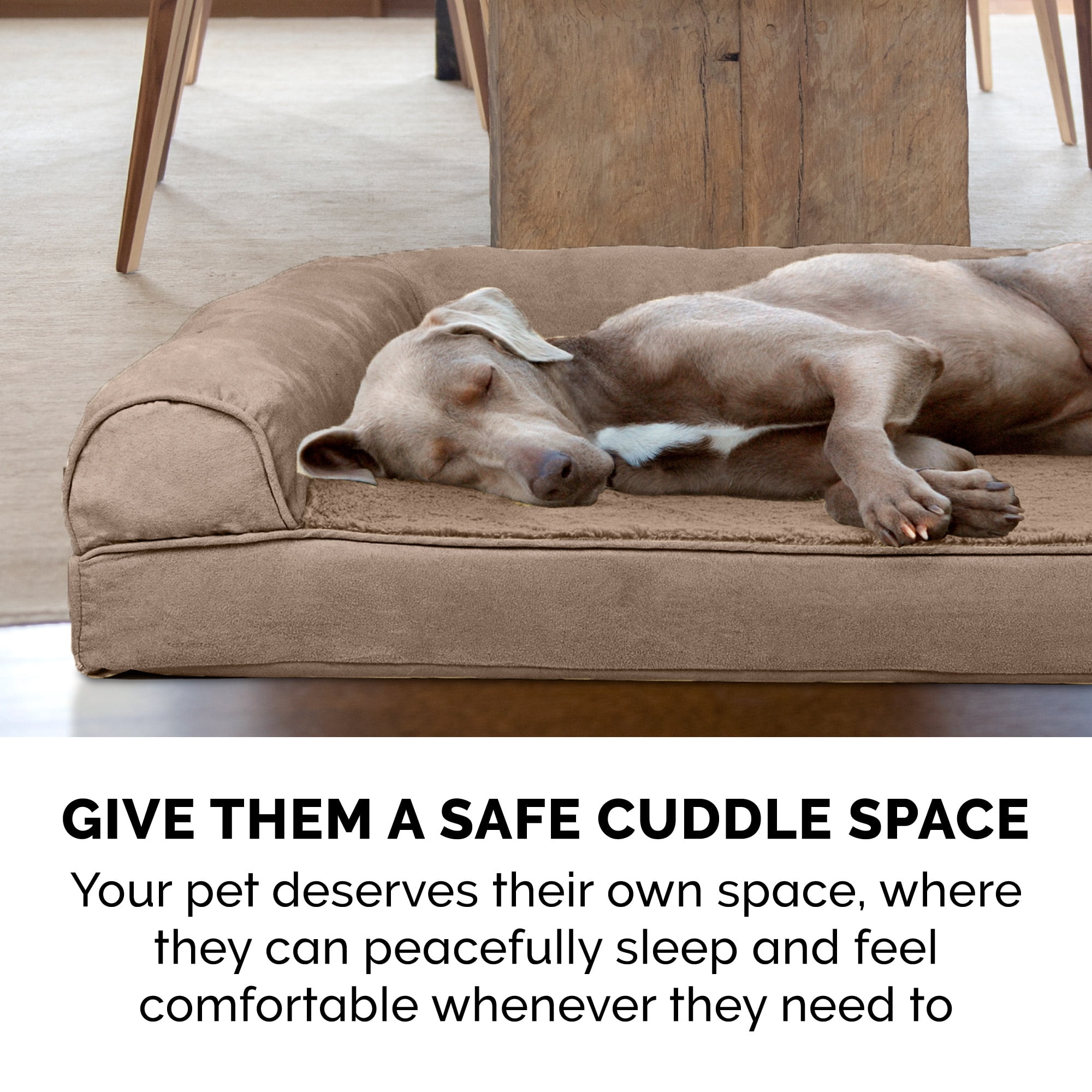 FurHaven Plush & Suede Cooling Gel Foam Top Sofa Pet Bed for Dogs & Cats - Almondine, Jumbo Plus