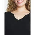 thumbnail image 4 of Terra & Sky Women's Plus Long Sleeve Notch Neck Top, Sizes 0X-5X, 4 of 5