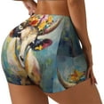 thumbnail image 1 of Balery Oil Painting Flower Cow Pantalones cortos de entrenamiento estampados para mujer, sin costuras, ajustados, para gimnasio, yoga, correr, deportes, ejercicio activo, fitness.-Large, 1 of 8