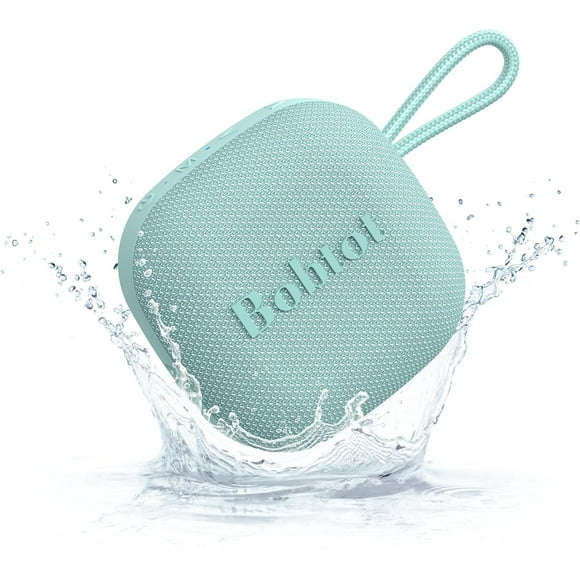 Bobtot Altavoz Portátil BT Inalámbrico, Mini Impermeable IPX7, 16h de reproducción, sonido estéreo potente, micrófono int., TWS, para hogar/exterior/fiesta/viaje/regalos