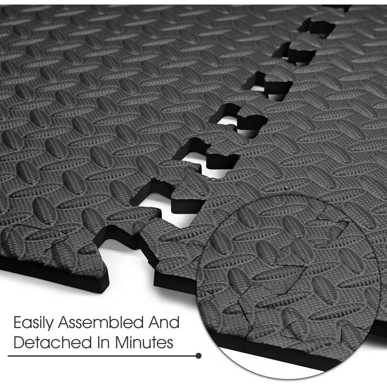 24 Square feet / 6 Interlocking Foam Tiles Thick Exercise Mat - Soft  Supportive Cushion for Exercising or Gym Equipment Floor Protection,  Non-Skid Texture & Water Resistant, Gray Color 