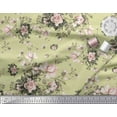 thumbnail image 3 of Soimoi Beige Rayon Crepe Fabric Leaves & Rose Floral Decor Fabric Printed Yard 46 Inch Wide, 3 of 3