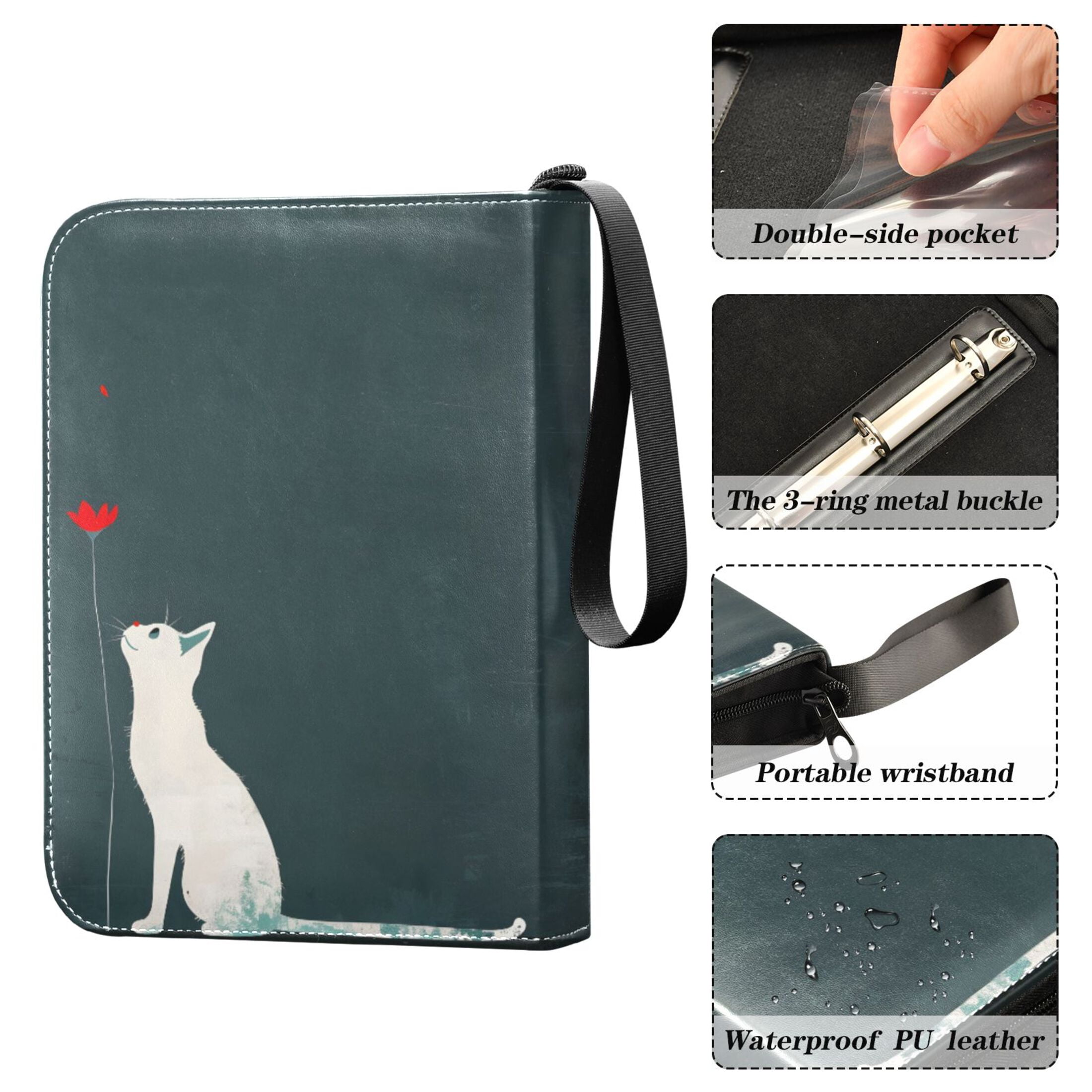 ALAZA A Cat Trading Card Binder 4 Pocket Cards Collection Album 400 Folder Holder