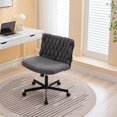 thumbnail image 3 of Home Office Desk Chair with Wheels, Wide Seat Criss Cross Design, Armless Swivel Makeup Vanity Chair, Modern Cross Legged Task Chair for Computer, Home Office & Study, 3 of 7