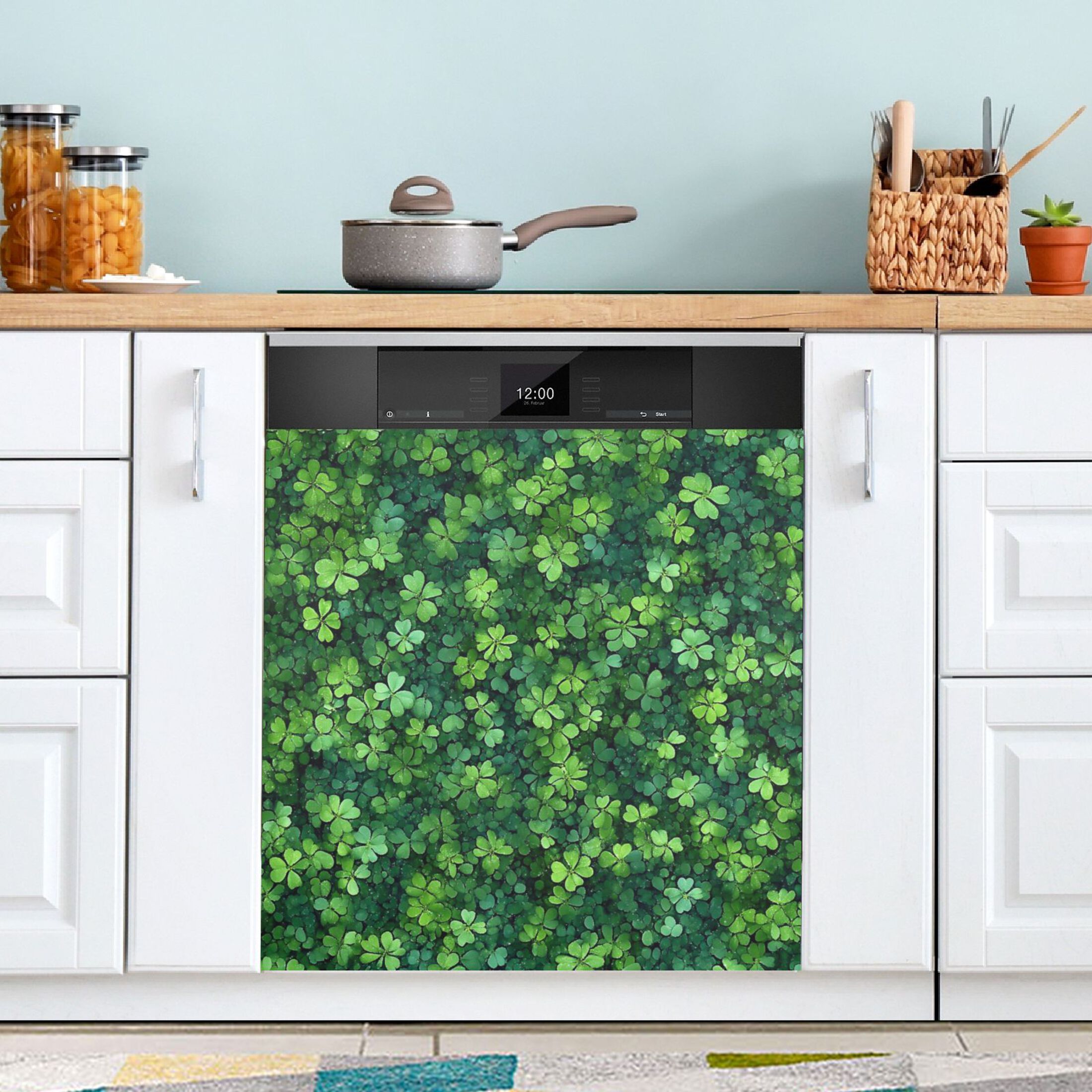 Dishwasher Magnetic Sticker 23x26 Inch Refrigerator Magnetic Sticker Washing Machine Magnetic Sticker Kitchen Panel Magnetic Sticker Home Decor Pretty Four-leaf Clover