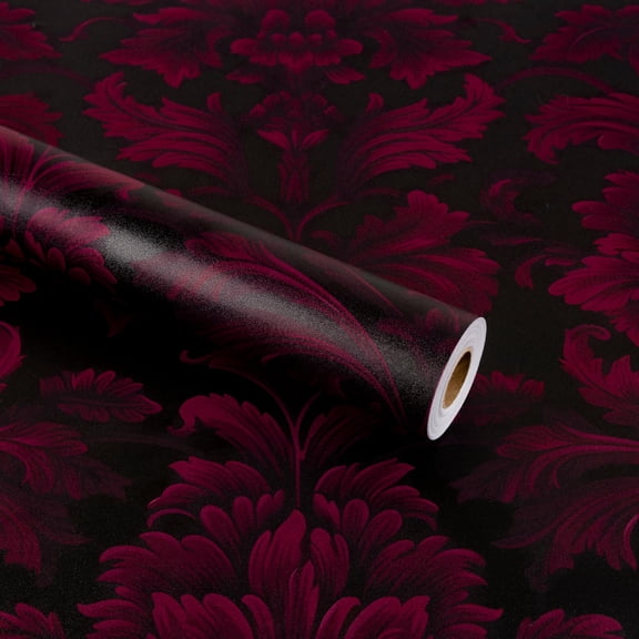 Abyssaly Black Floral Wallpaper, 17.3" x 118" Peel and Stick Wallpaper Self-Adhesive Removable Contact Paper for Cabinets, Home Decoration, Wall Covering, Antique Furniture Renovation