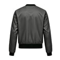 thumbnail image 6 of EchfiProm Women Casual Zip‑Up Bomber Jacket Solid Color Long Sleeve Lightweight Windproof Outer Coat with Pockets for Spring Autumn Daily Outfits Gray S, 6 of 7