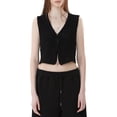 thumbnail image 1 of Sunloudy Chaleco de punto para mujer, sin mangas, cuello en V, color sólido, botones, cárdigan, primavera, verano, fiesta, tops casuales Sunloudy moda, 1 of 7