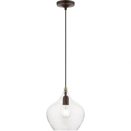 1 Light Pendant in Transitional Style-17 inches Tall and 9.75 inches Wide-Bronze/Antique Brass Finish Bailey Street Home 218-Bel-4829353