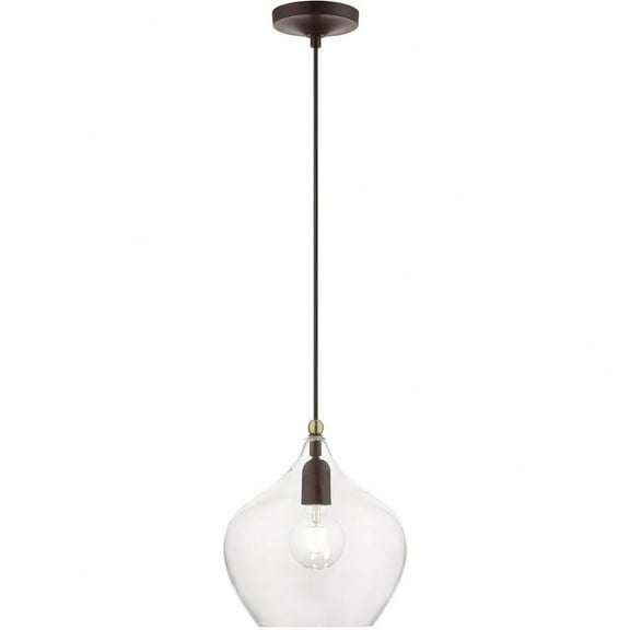 1 Light Pendant in Transitional Style-17 inches Tall and 9.75 inches Wide-Bronze/Antique Brass Finish Bailey Street Home 218-Bel-4829353