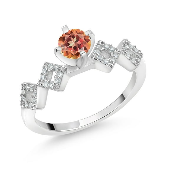 Gem Stone King 1.38 Ct Round Ecstasy Mystic Topaz 925 Sterling Silver Ring (Size 7)