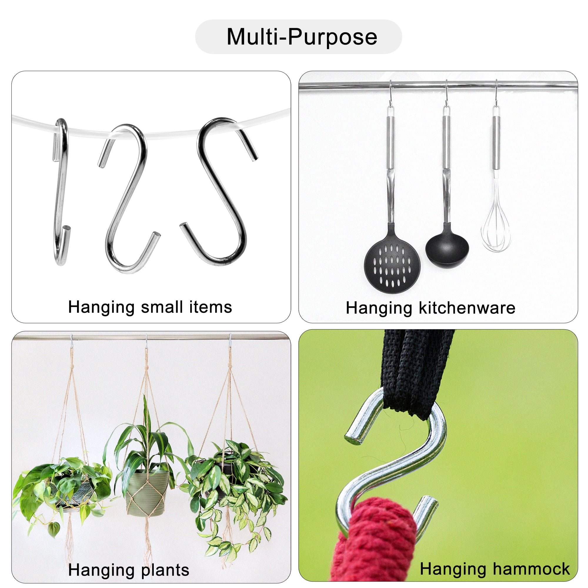 Unique Bargains S Hooks Stainless Steel Hangers for Hanging Objects 2.6"