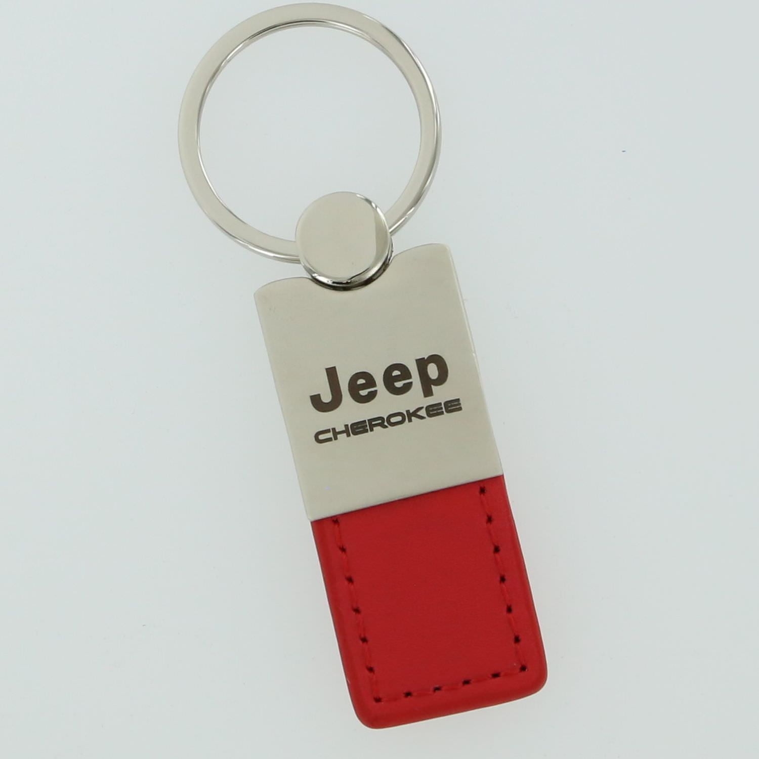 Jeep Cherokee Keychain & Keyring Duo Premium Red Leather