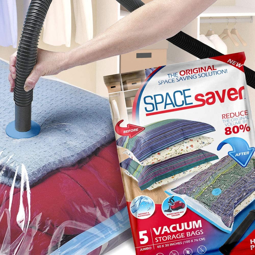 Save 80% More Storage Space Double Zip Seal Vacuum Storage Bags Jumbo 4 Pack 