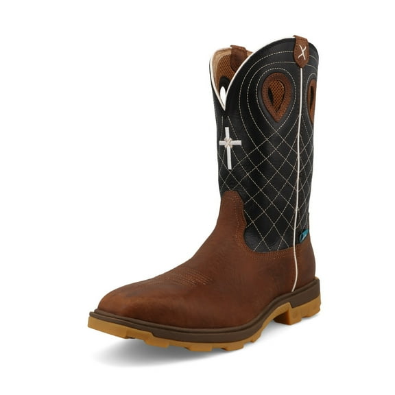 TWISTED X Adult Male 12in UltraLite X Clay/Black Work Boots, Size: 10.5, Width: D
