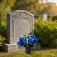thumbnail image 5 of Artificial Cemetery Flowers in Pot, Funeral Flowers Arrangements, Potted Rose Memorial Flower for Grave, Cemetery Headstones Outdoor Decoration, Blue, 5 of 9