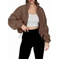 thumbnail image 1 of Chaquetas de Forro para Mujer, Sudaderas Extragrandes con Cremallera, Ropa de Invierno, Conjuntos de Larga y Corte Corto para Otoño. Color Caramelo XL, 1 of 9