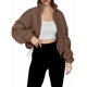 thumbnail image 1 of Chaquetas de Forro para Mujer, Sudaderas Extragrandes con Cremallera, Ropa de Invierno, Conjuntos de Larga y Corte Corto para Otoño. Color Caramelo L, 1 of 9