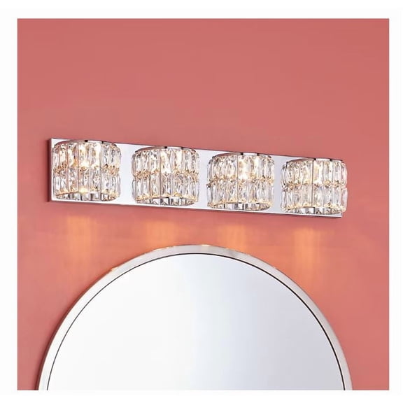 allen   roth Willow 27.17-Inches 4 -Light Polished Chrome Integrated LED Modern/contemporary Vanity light bar