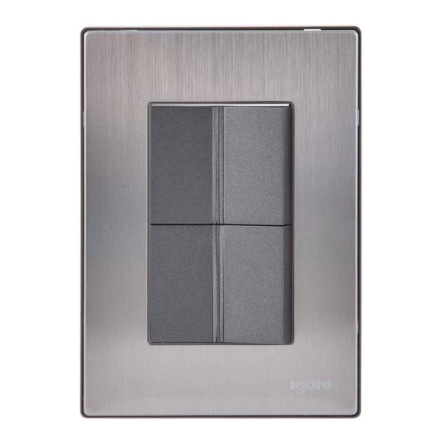 Placa Armada Inoxidable Con 2 Apagadores Sencillos De 1.5 Modulos Igoto gris oscuro Igoto INOX