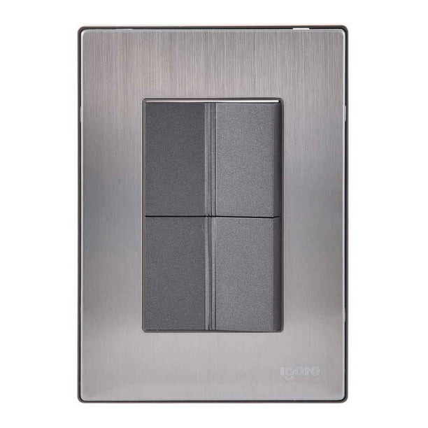 Placa Armada Inoxidable Con 2 Apagadores Sencillos De 1.5 Modulos Igoto gris oscuro Igoto INOX