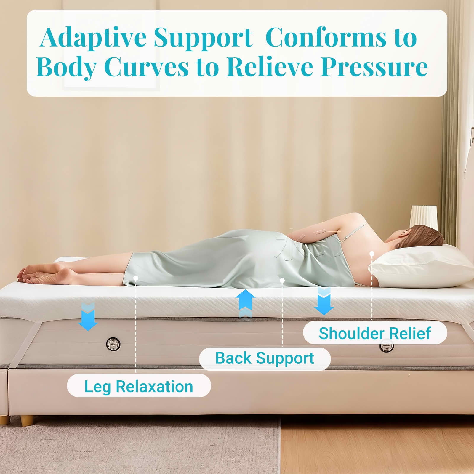 MAYEERTY Gel Memory Foam Mattress, Detachable Soft Cover Cool Support, White